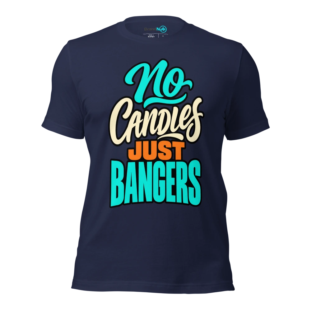 NO CANDLES JUST BANGERS T Shirt Navy Front