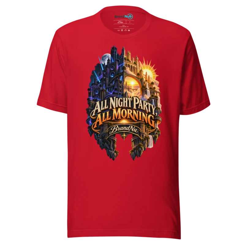 All Night Party All Morning BrandNu T Shirt - Afterhours Signal Edition - Red