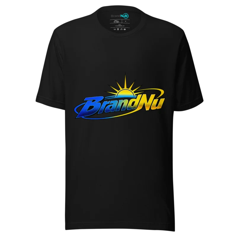 Bold Blue and Yellow Gradient BrandNu T Shirt - Sunrise Orbit Edition - Black