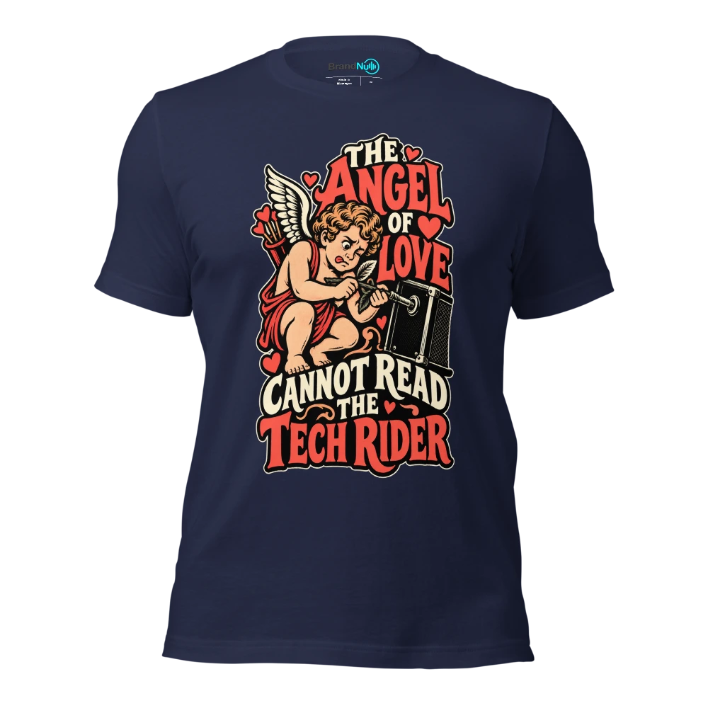 THE ANGEL OF LOVE CANNOT READ THE TECH RIDER T Shirt Navy Front