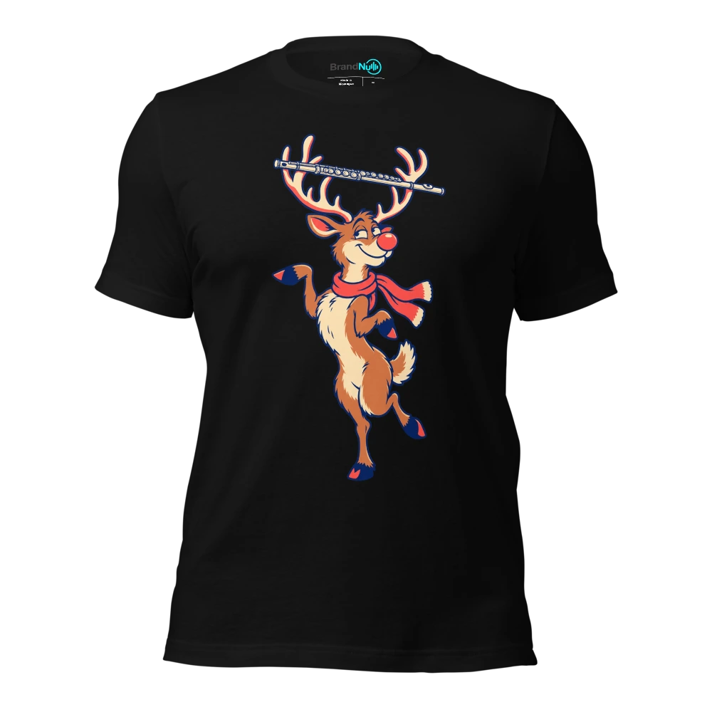 A reindeer balancing a delicate flute across its antlers T-SHIRT