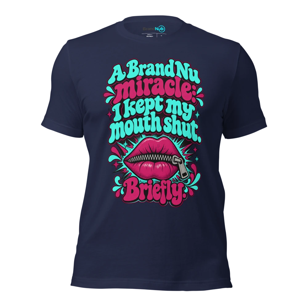 A BrandNu miracle I kept my mouth shut. Briefly T Shirt Navy Front