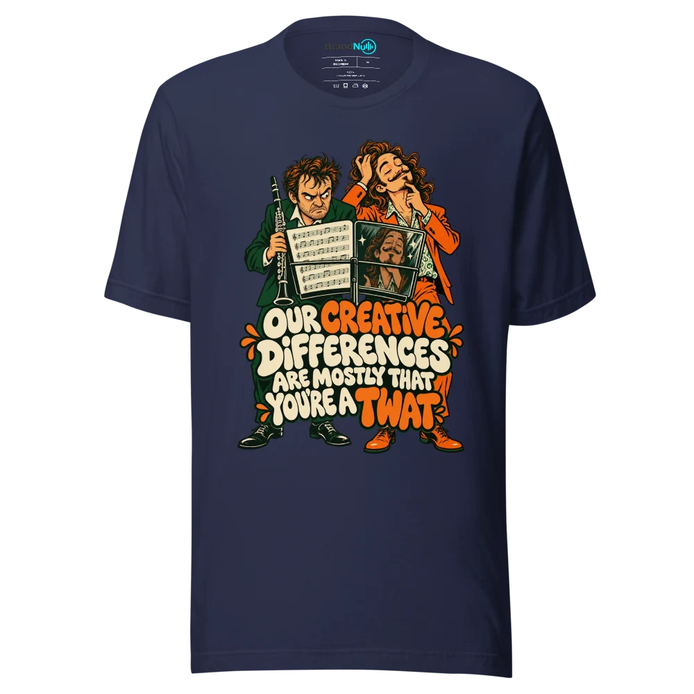 OUR CREATIVE DIFFERENCES ARE MOSTLY THAT YOU'RE A TWAT T Shirt Navy Front