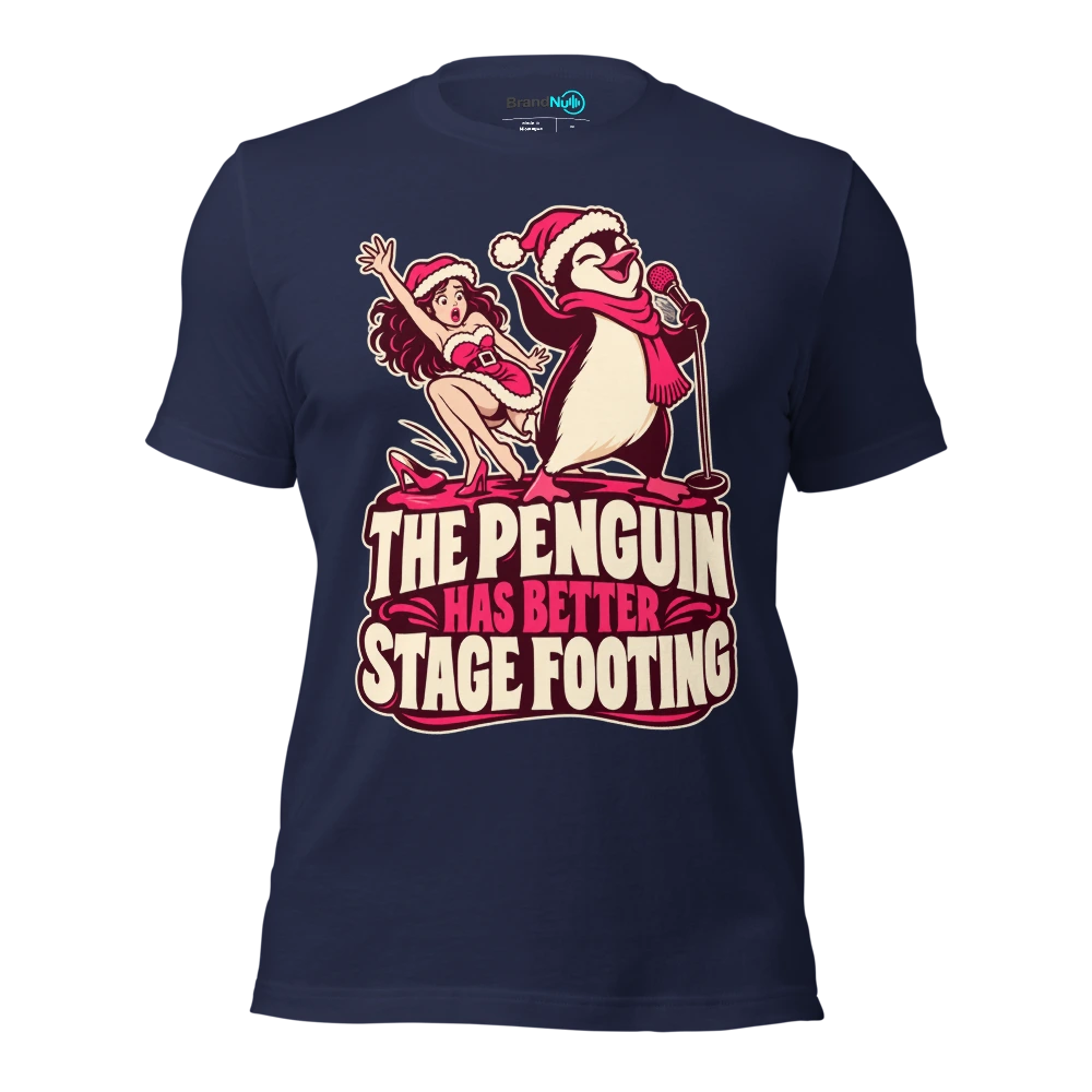THE PENGUIN HAS BETTER STAGE FOOTING T Shirt Navy Front