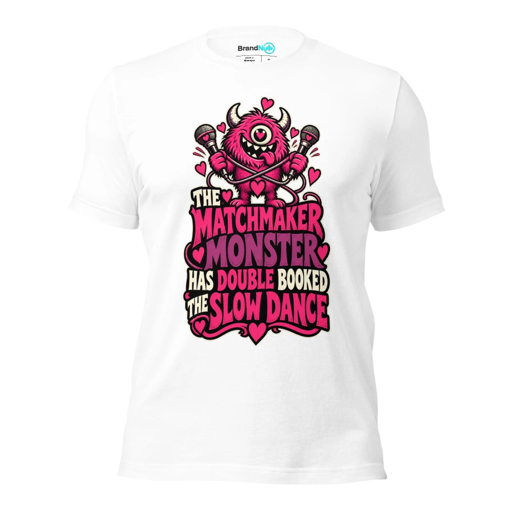 THE MATCHMAKER MONSTER HAS DOUBLE BOOKED THE SLOW DANCE T Shirt White Front