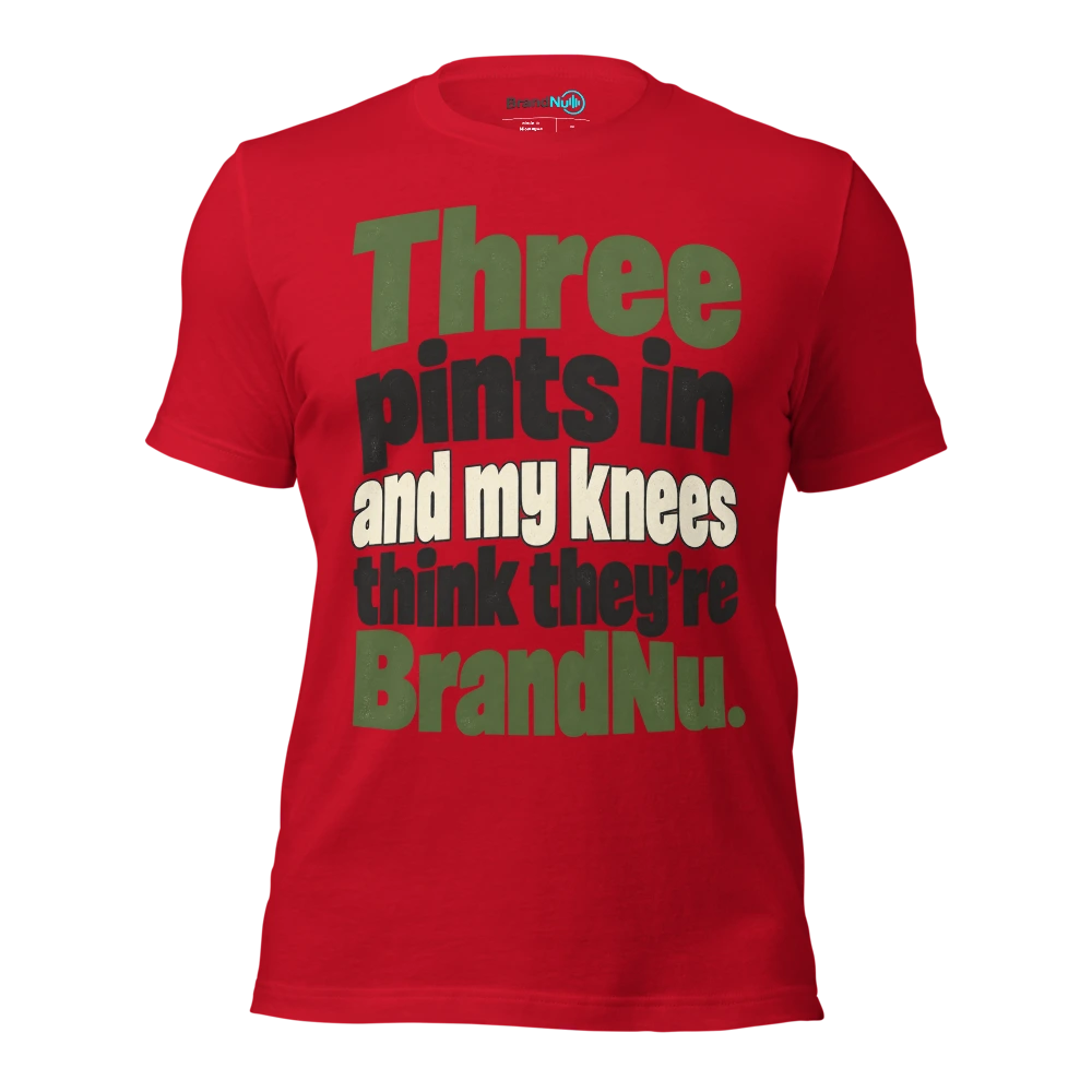 Three pints in and my knees think theyÃ¢â‚¬â„¢re BrandNu T Shirt Red Front