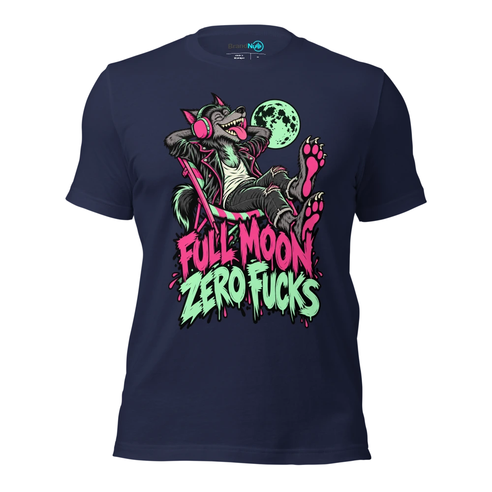 FULL MOON ZERO FUCKS T Shirt Navy Front