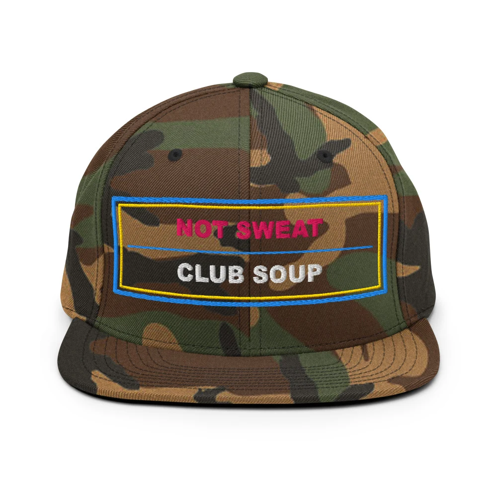 Not Sweat Club Soup Classic Snapback Green Camo front view