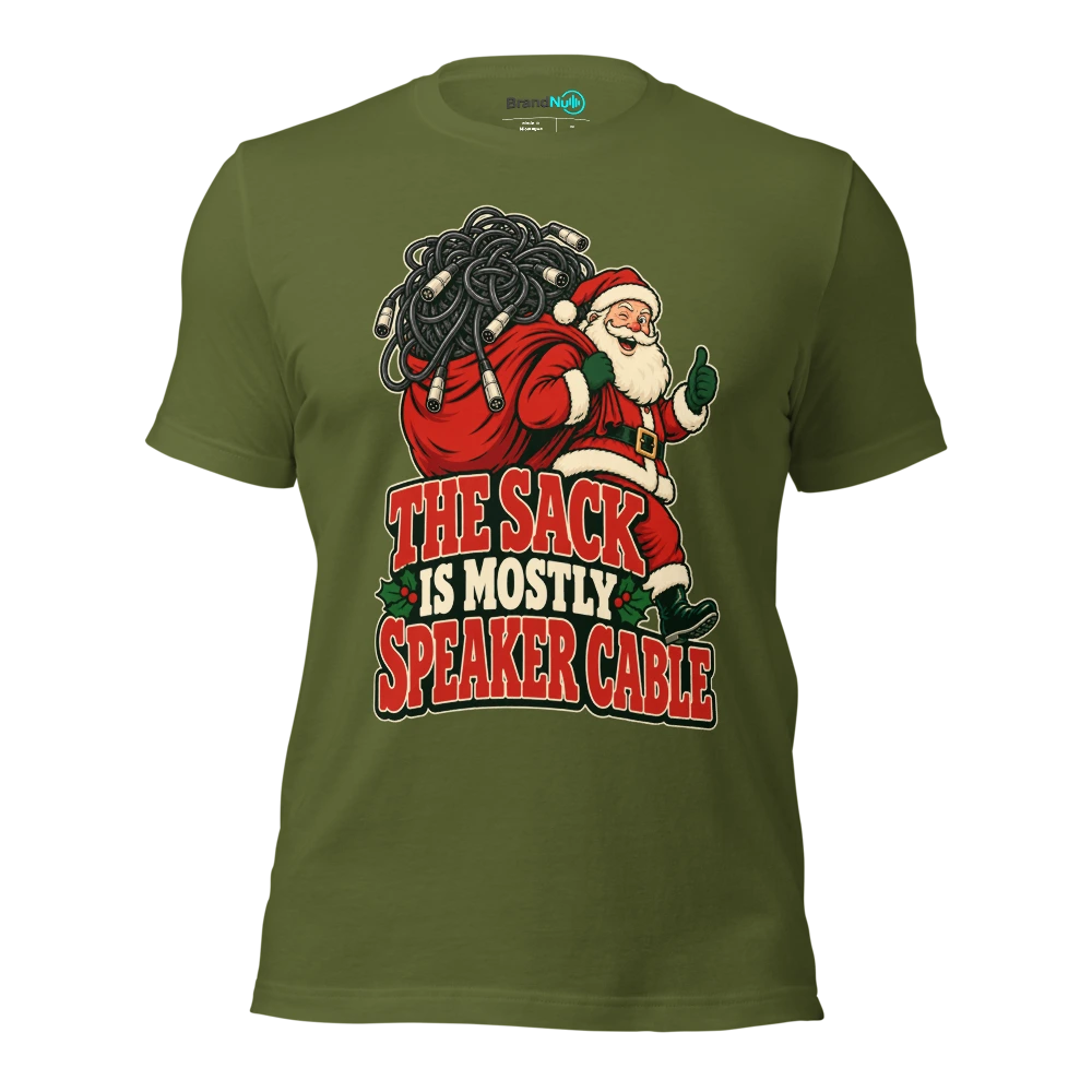 THE SACK IS MOSTLY SPEAKER CABLE T Shirt Olive Front