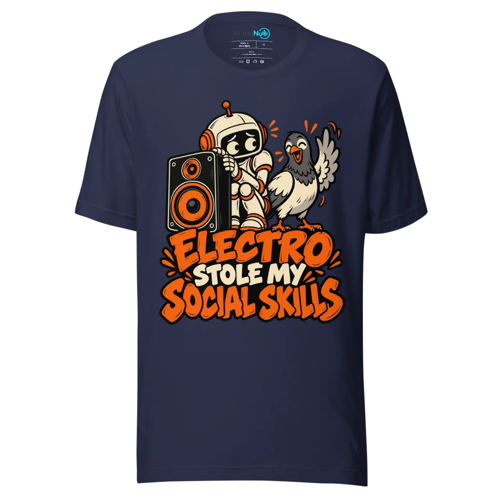 ELECTRO STOLE MY SOCIAL SKILLS T Shirt Navy Front