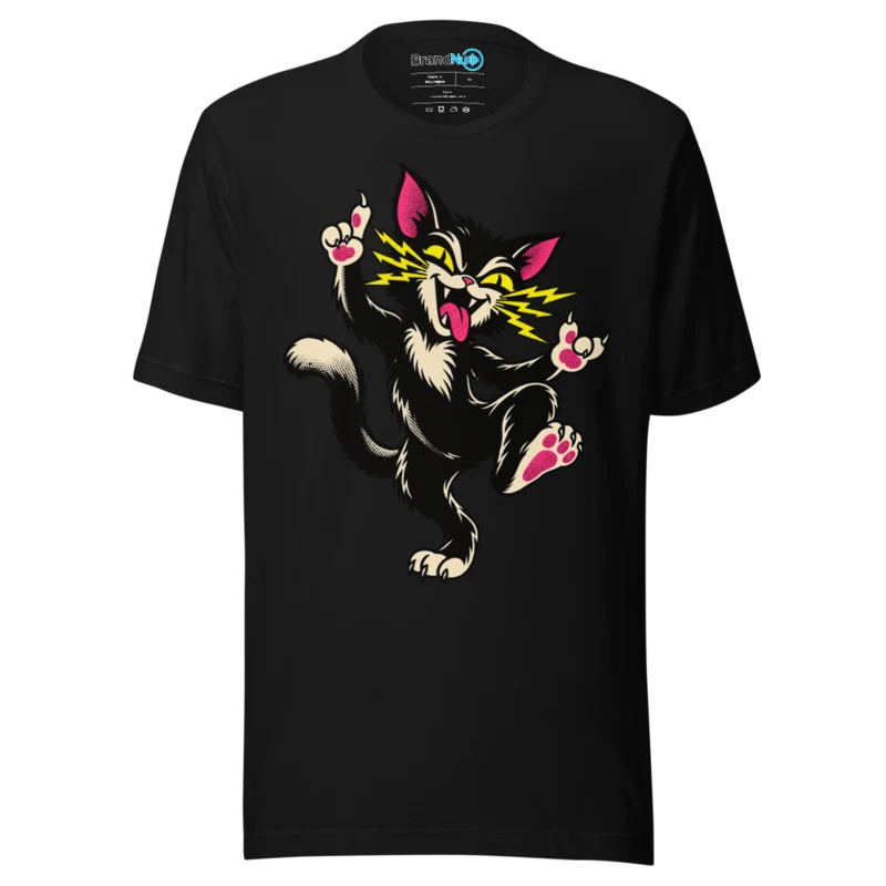 BrandNu Midnight Mischief Cat T-Shirt - Black