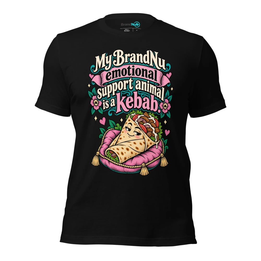 My BrandNu emotional support animal is a kebab T Shirt Black Front