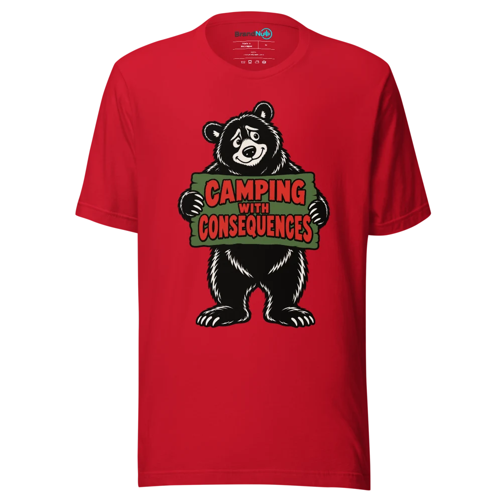 CAMPING WITH CONSEQUENCES T Shirt Red Front