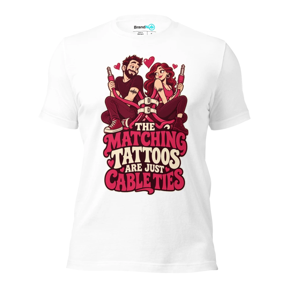 THE MATCHING TATTOOS ARE JUST CABLE TIES T Shirt White Front
