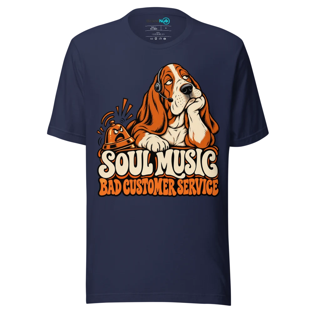 SOUL MUSIC BAD CUSTOMER SERVICE T Shirt Navy Front