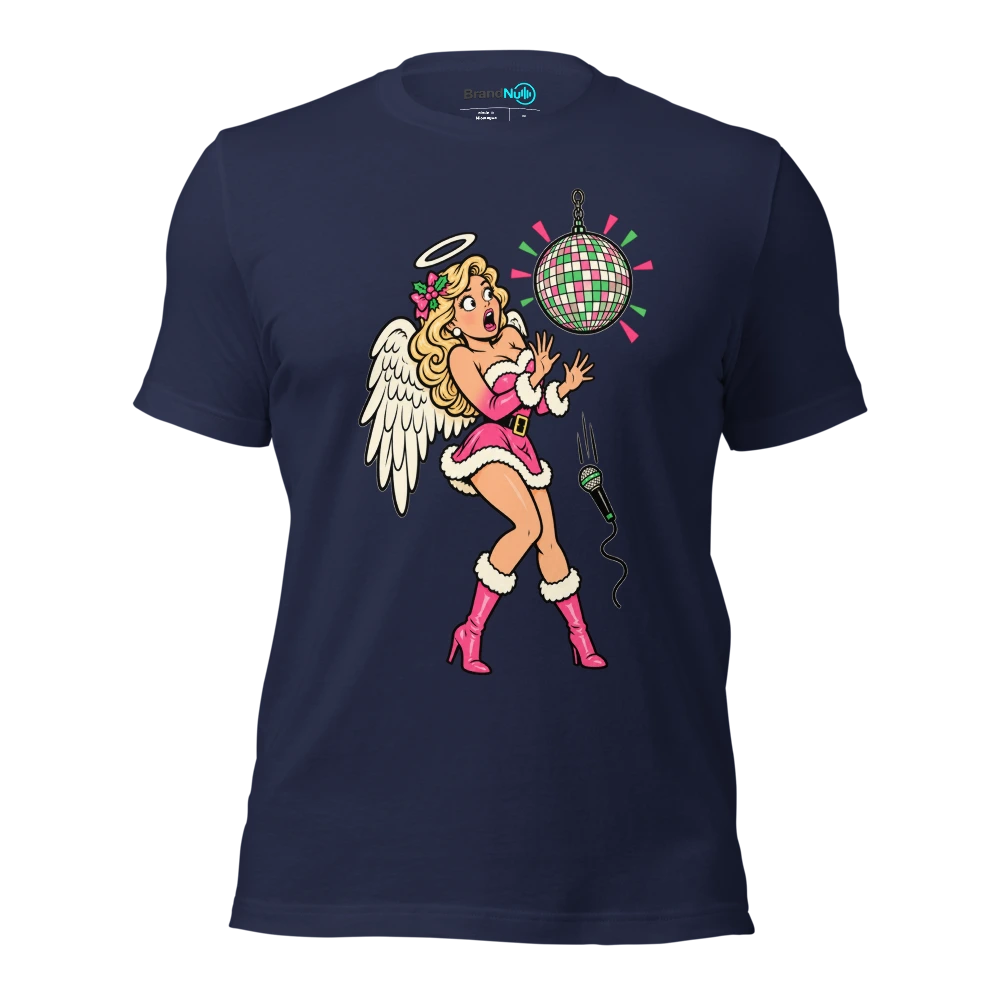THE DISCO ANGEL HAS MISSED THE CUE T Shirt Navy Front
