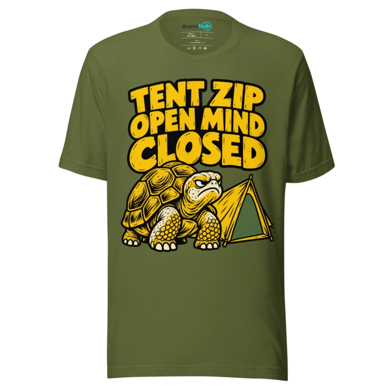 TENT ZIP OPEN MIND CLOSED T Shirt - Olive