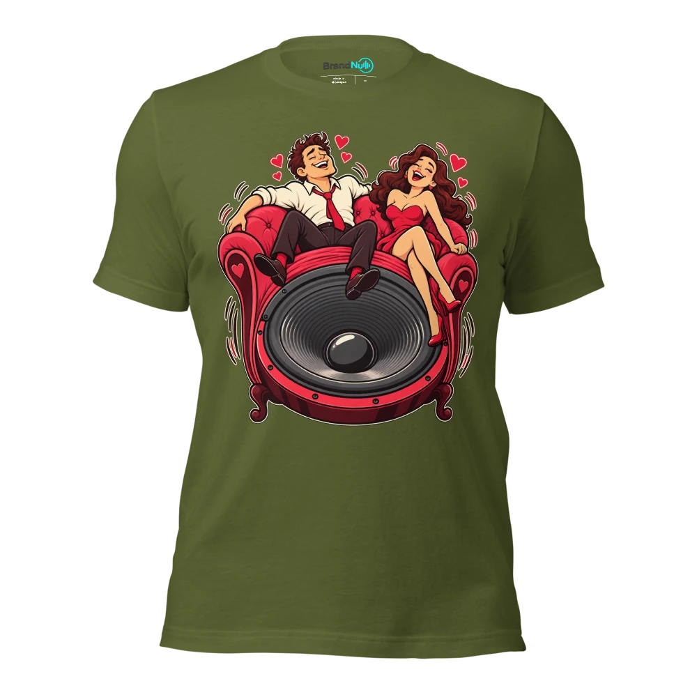 THE LOVE SEAT HAS A BASS PORT T Shirt Olive Front