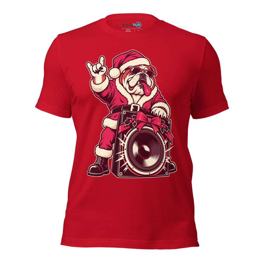 SANTA PAWS WANTS HEAVIER BASS T Shirt Red Front