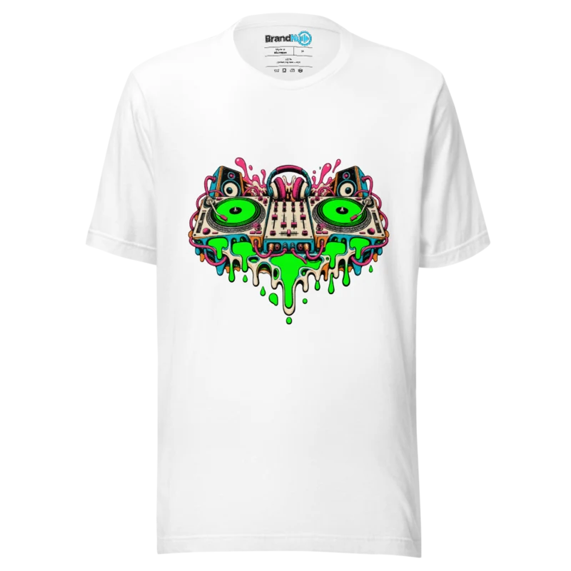 Melting Decks – DJ Graphic T Shirt White