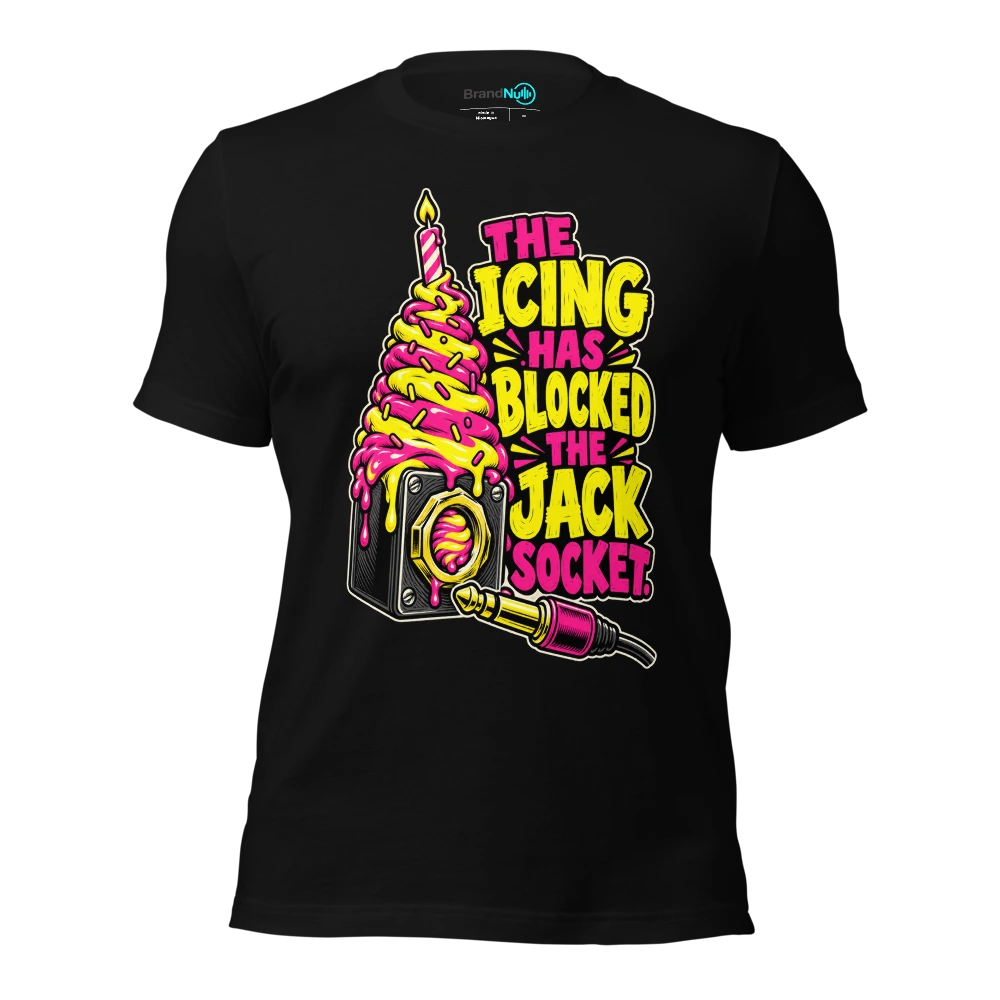 THE ICING HAS BLOCKED THE JACK SOCKET T Shirt Black Front