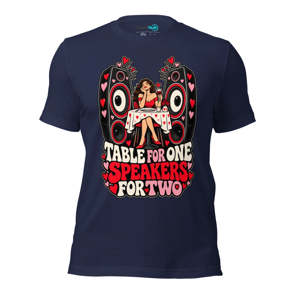 TABLE FOR ONE SPEAKERS FOR TWO T Shirt Navy Front