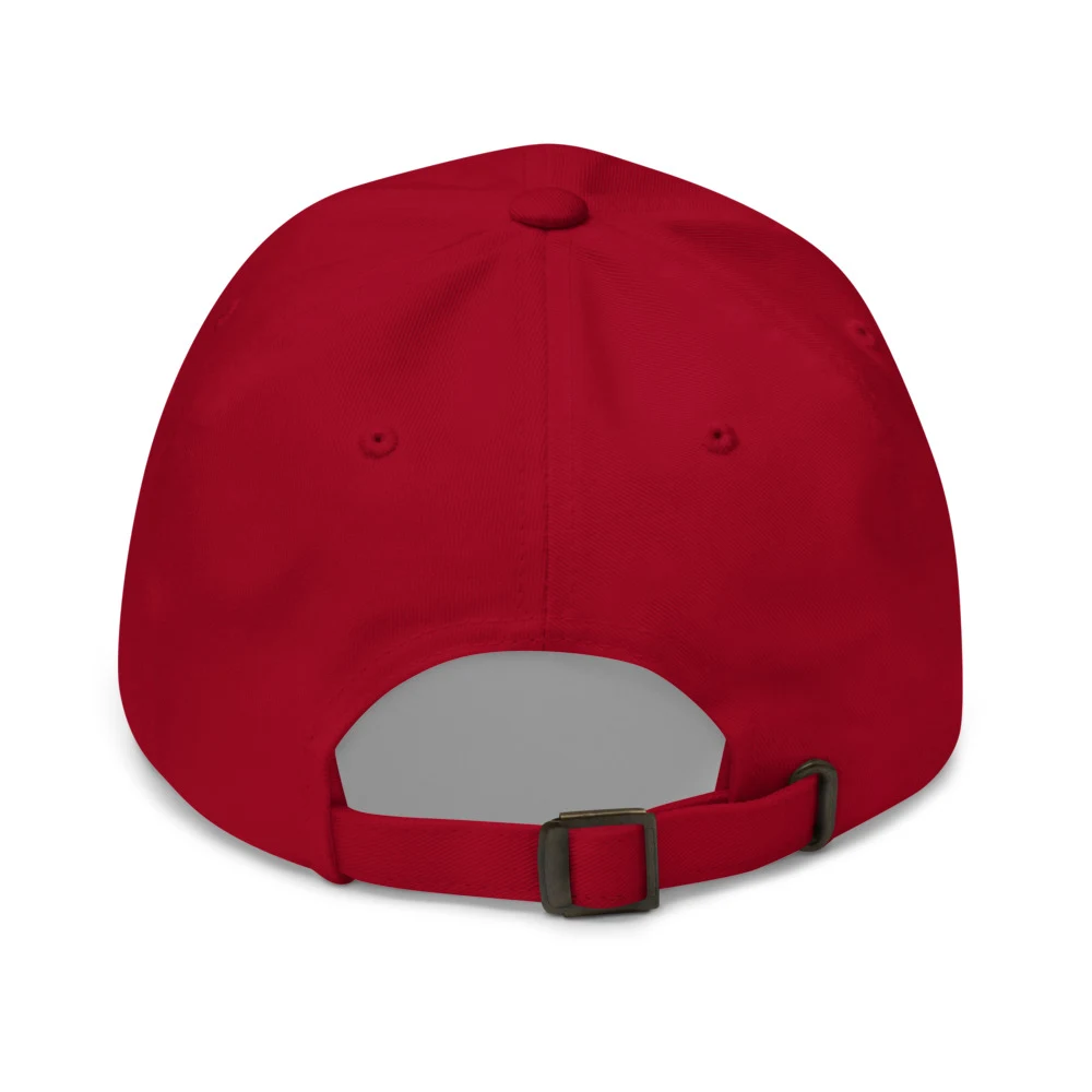 Ex Is Here Play It Petty Dad Cap Cranberry back view