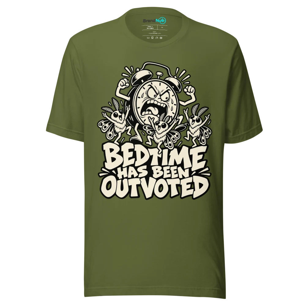 BEDTIME HAS BEEN OUTVOTED T Shirt Olive Front