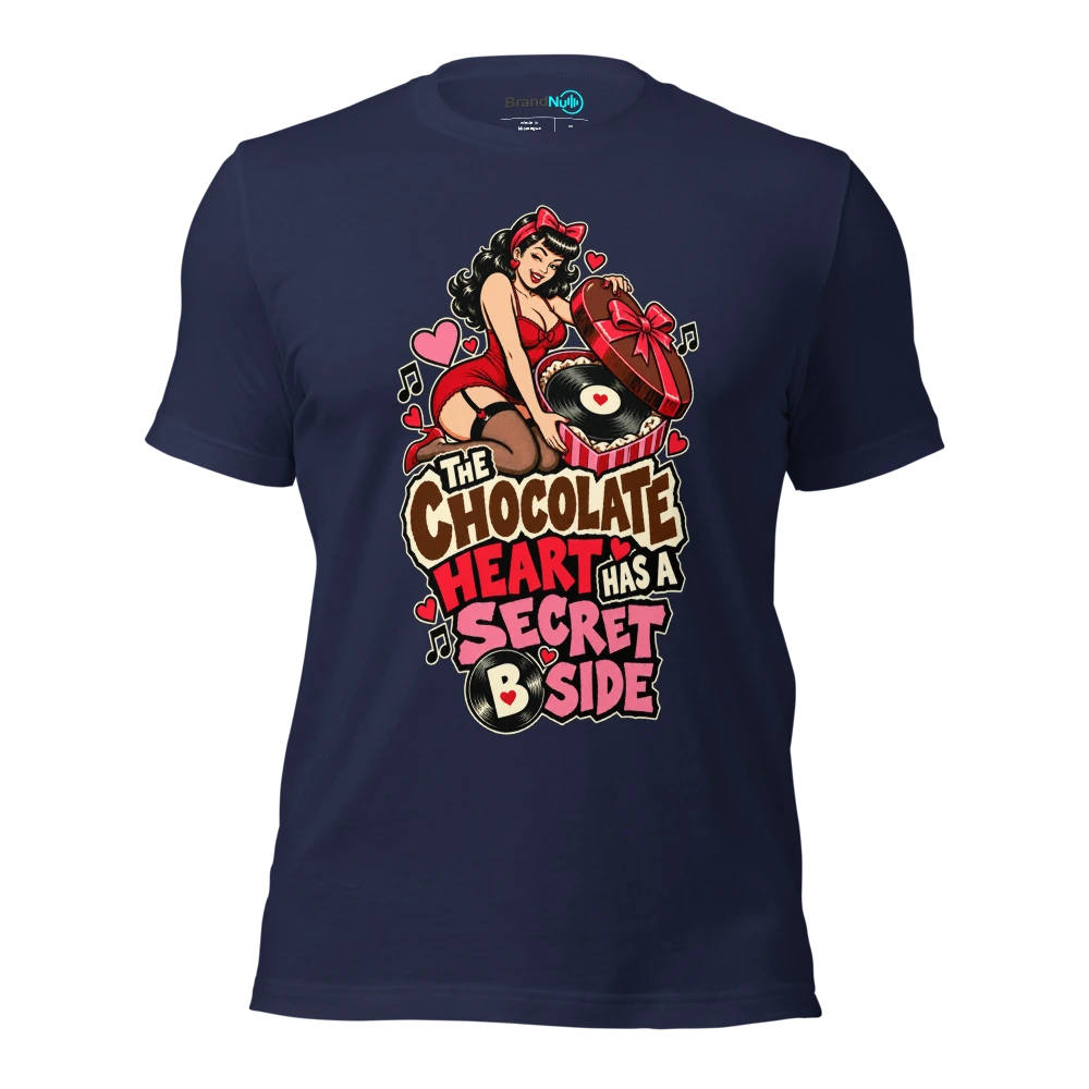 THE CHOCOLATE HEART HAS A SECRET B SIDE T Shirt Navy Front