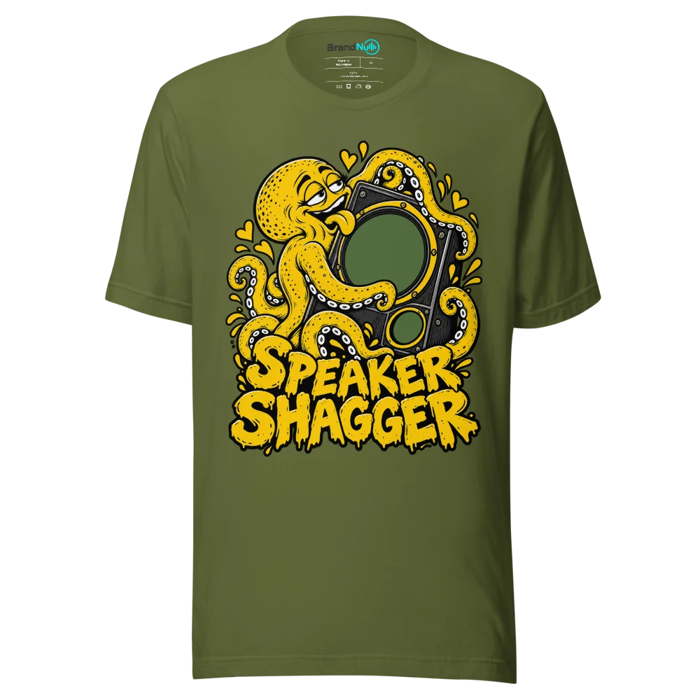 SPEAKER SHAGGER T Shirt Olive Front