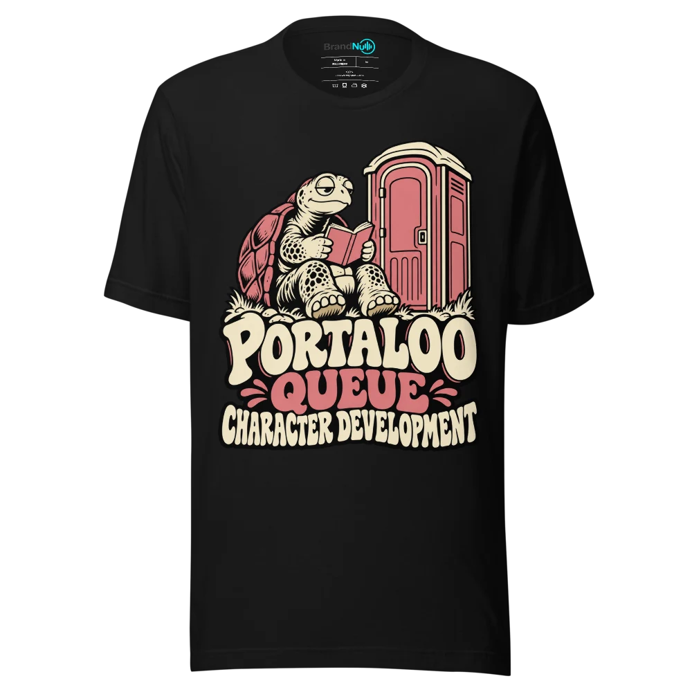 PORTALOO QUEUE CHARACTER DEVELOPMENT T Shirt Black Front