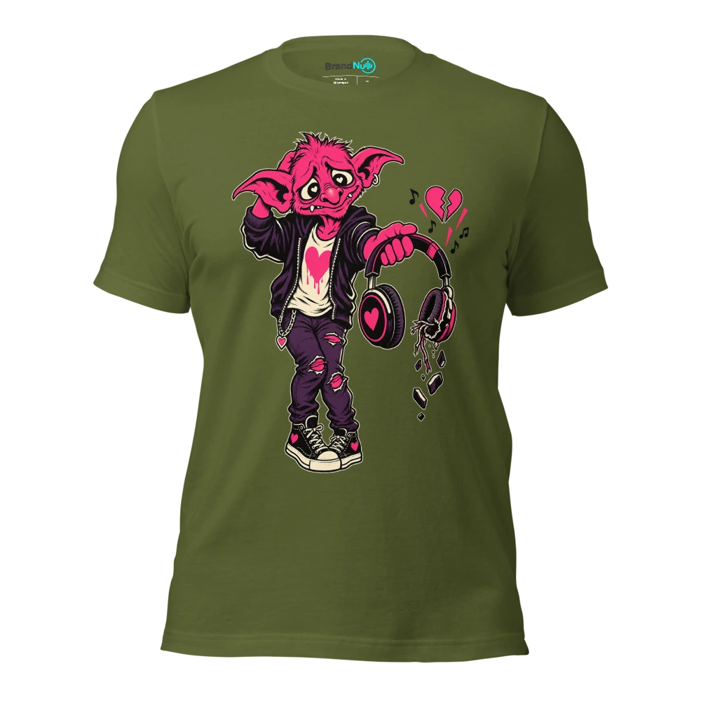 THE LOVE GOBLIN HAS FAILED THE VIBE CHECK T Shirt Olive Front