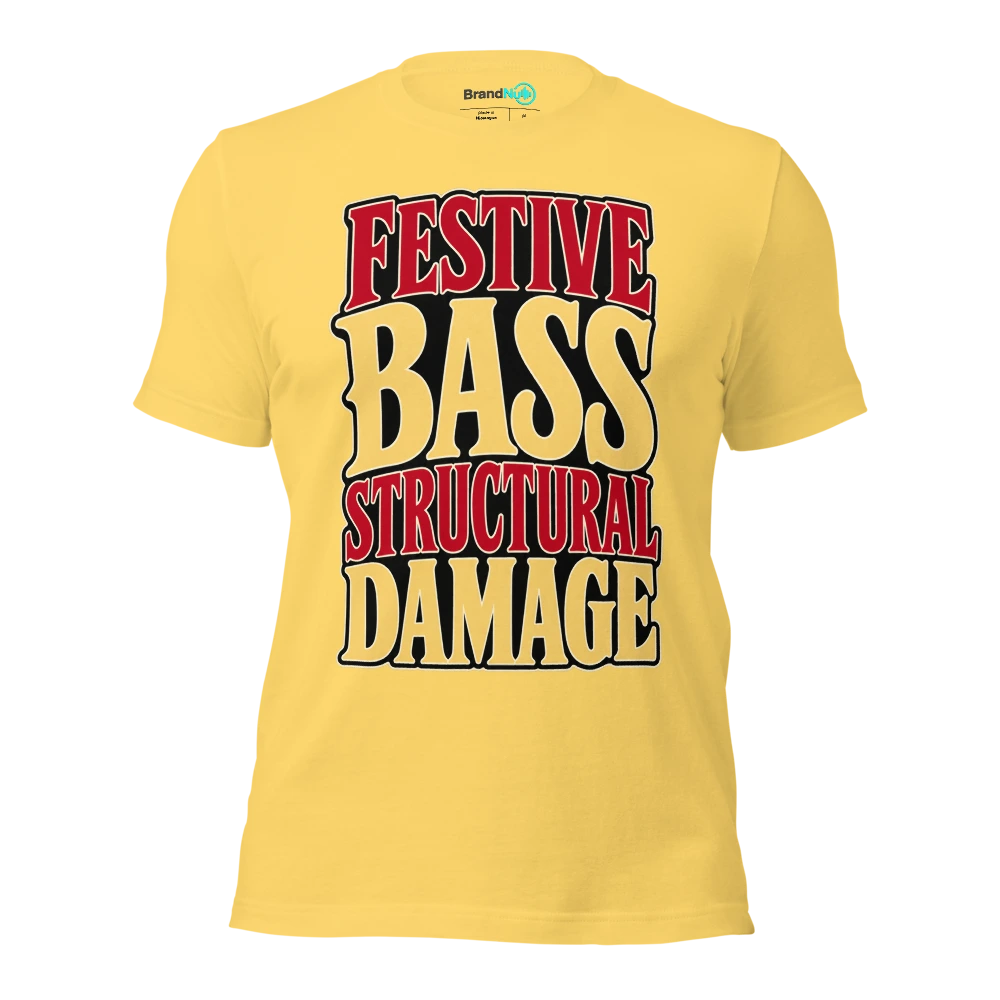 FESTIVE BASS STRUCTURAL DAMAGE T Shirt Yellow Front