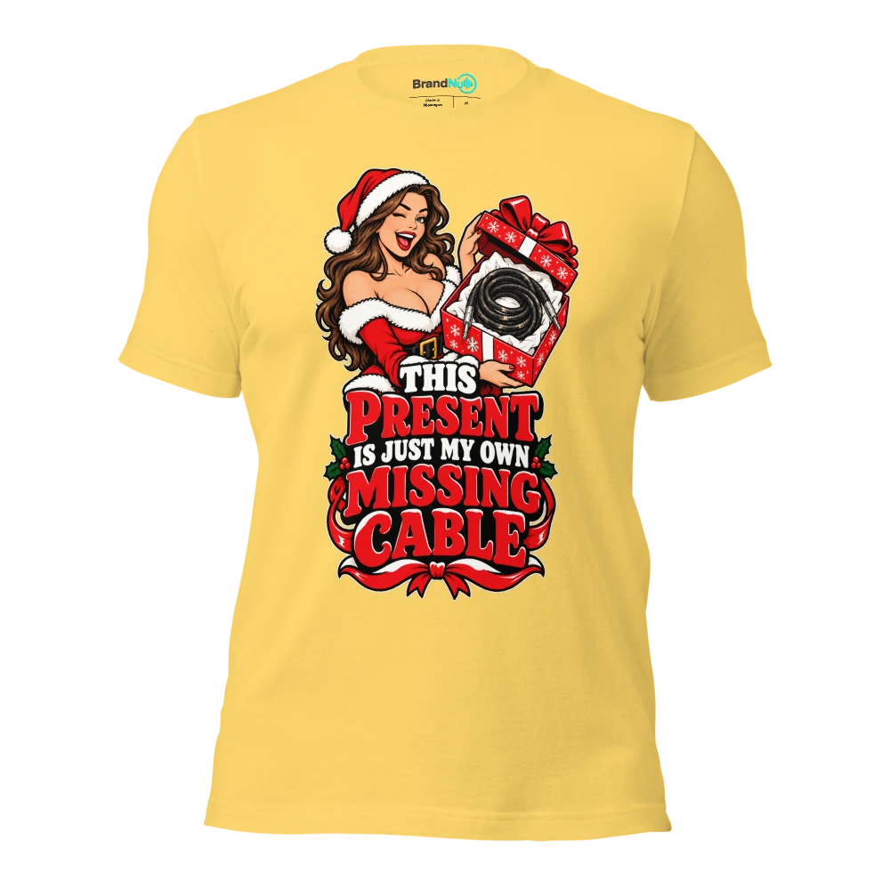 THIS PRESENT IS JUST MY OWN MISSING CABLE T Shirt Yellow Front