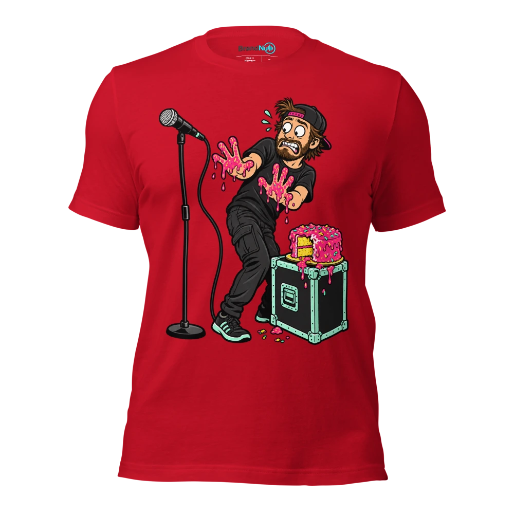 THE SOUND ENGINEER GOT CAKE ON THE FADER HAND T Shirt Red Front