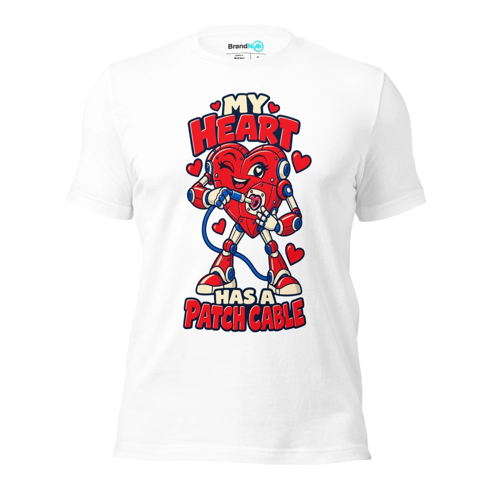 MY HEART HAS A PATCH CABLE T Shirt White Front