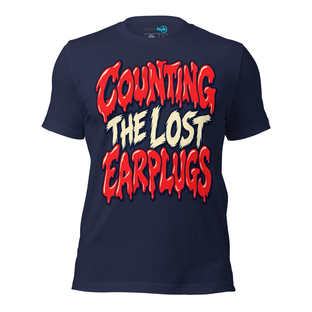 COUNTING THE LOST EARPLUGS T Shirt Navy Front