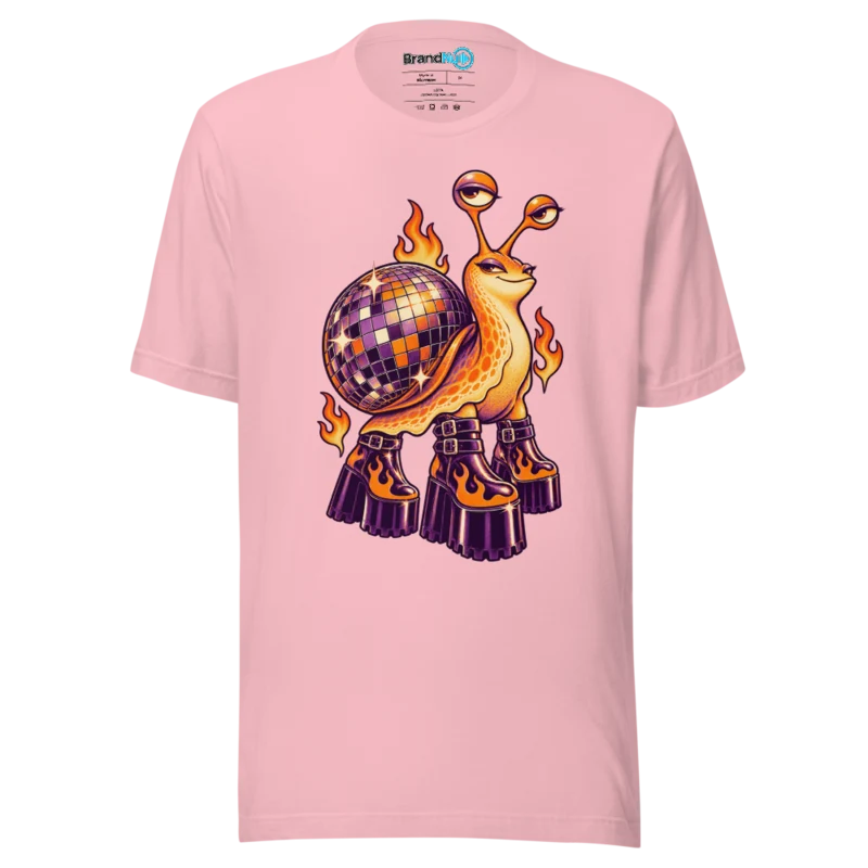 BrandNu Disco Shell Party Snail T-Shirt - Pink - Front