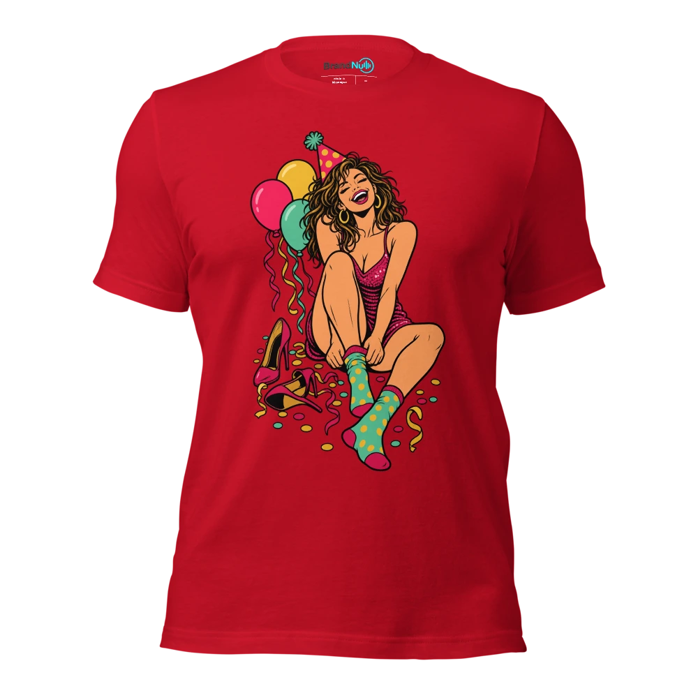 THE AFTERPARTY IS ME AND MY COMPRESSION SOCKS T Shirt Red Front
