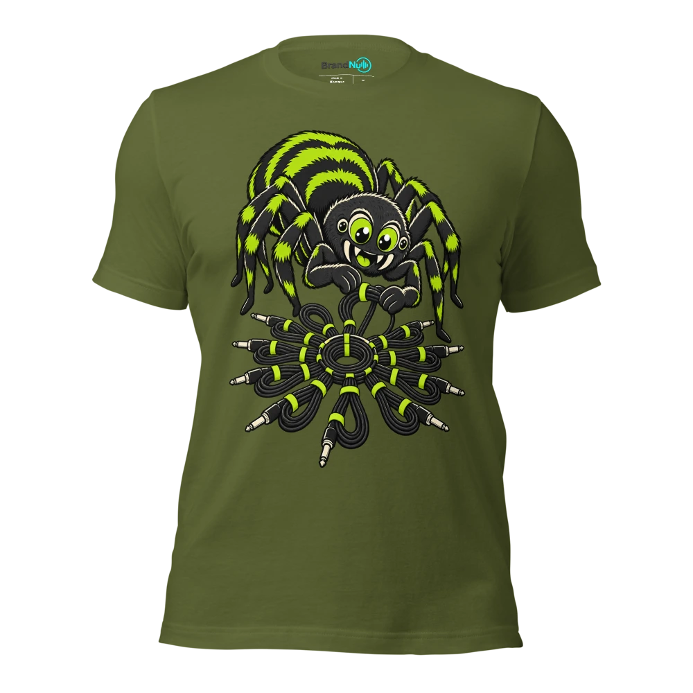 THE SPIDER HAS PERFECT CABLE MANAGEMENT T Shirt Olive Front