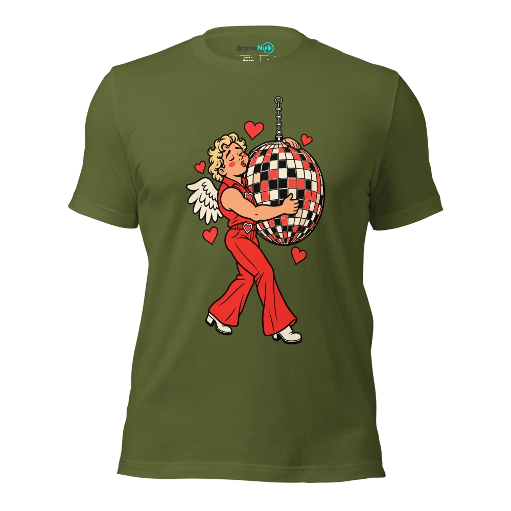 THE DISCO CUPID HAS MISREAD THE DANCEFLOOR T Shirt Olive Front