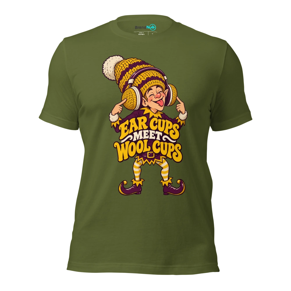 EAR CUPS MEET WOOL CUPS T Shirt Olive Front