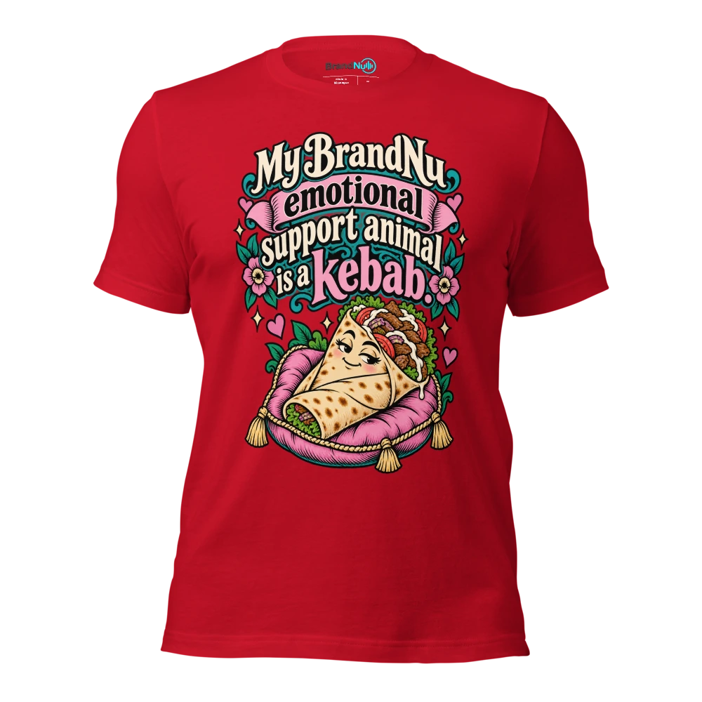 My BrandNu emotional support animal is a kebab T Shirt Red Front