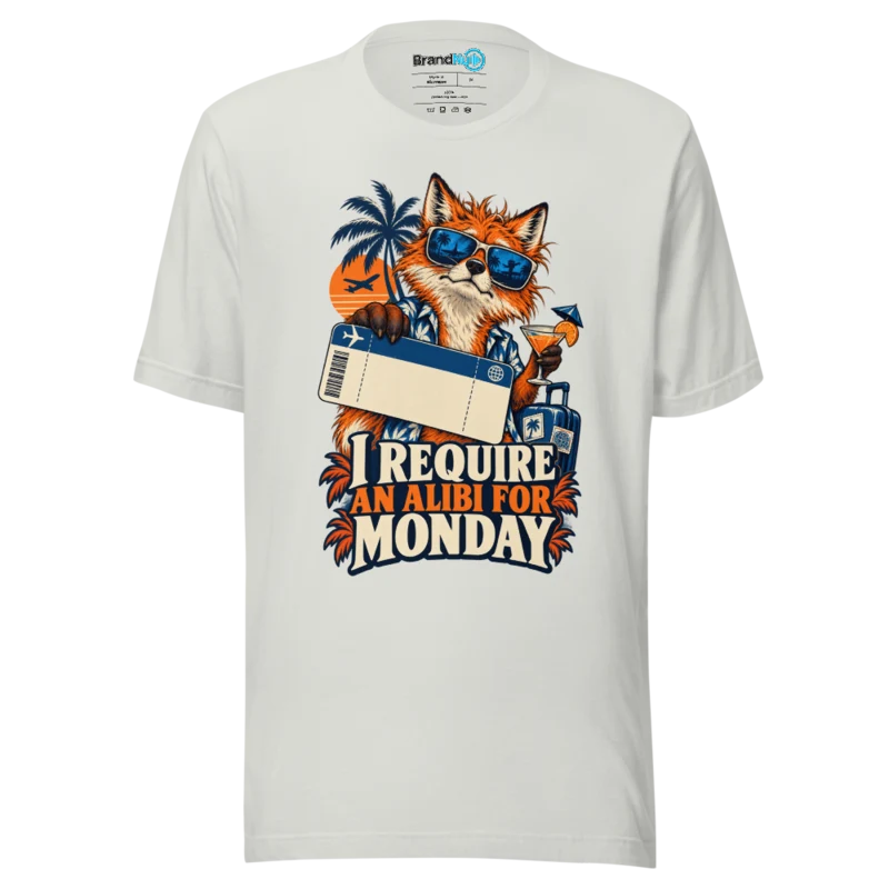 I Require An Alibi For Monday T Shirt Silver