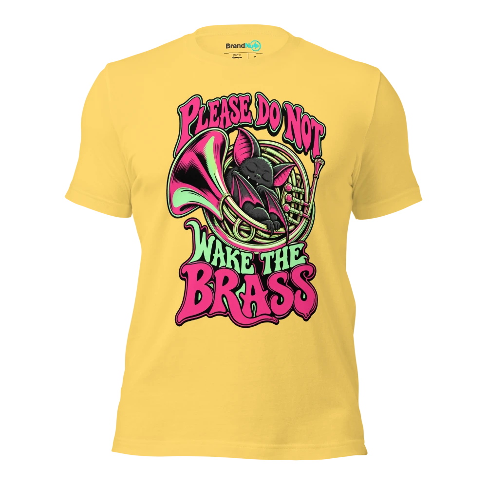 PLEASE DO NOT WAKE THE BRASS T Shirt Yellow Front