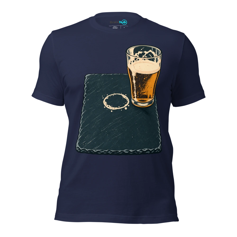 My BrandNu clean slate has a ring from my pint T Shirt Navy Front