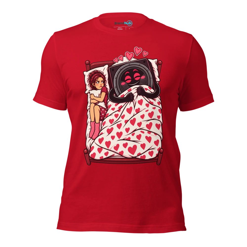 THE SUBWOOFER HAS TAKEN YOUR SIDE OF THE BED T Shirt Red Front