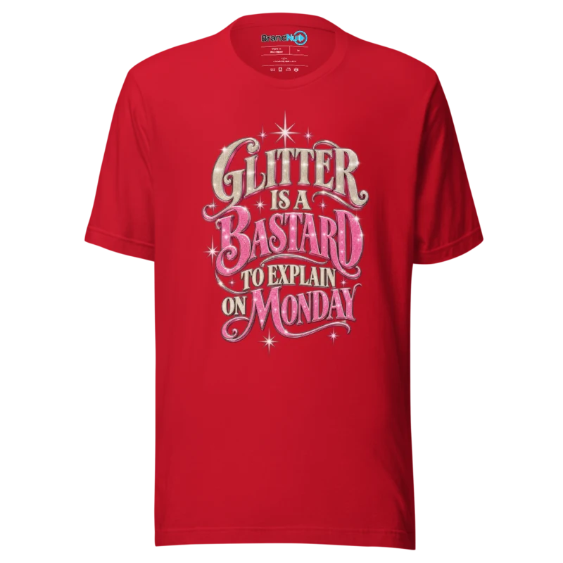 Glitter Is A Bastard To Explain On Monday T Shirt Red