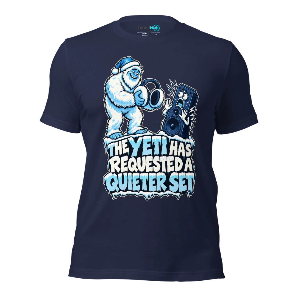 THE YETI HAS REQUESTED A QUIETER SET T Shirt Navy Front