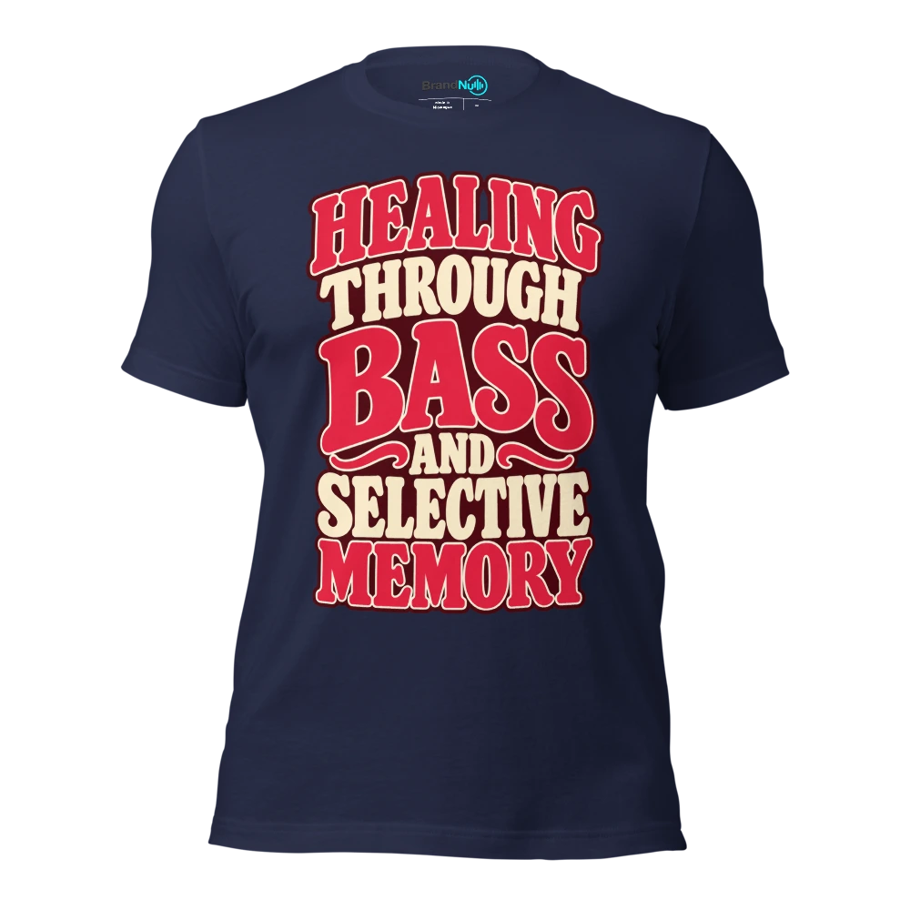 HEALING THROUGH BASS AND SELECTIVE MEMORY T Shirt Navy Front